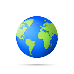 Planet icon. Earth globe icon 3d isolated on white background. Vector illustration