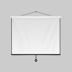 Empty Projection screen. Blank Presentation board. Blank whiteboard for conference isolated on background. Vector illustration.
