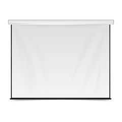 Empty Projection screen. Blank Presentation board. Blank whiteboard for conference isolated on white background. Vector illustration.