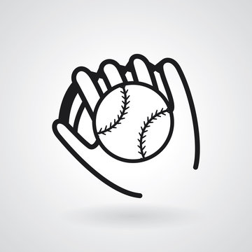 Vector of baseball icon isolated on grey background.
