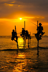 Silhouettes of the traditional stilt