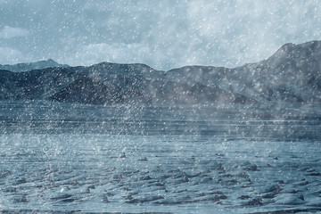 beginning of winter in the mountains