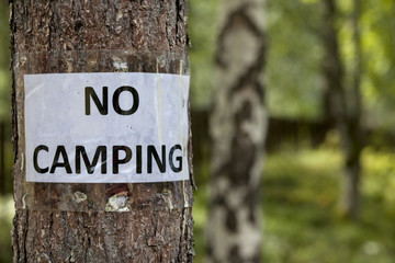 no camping area