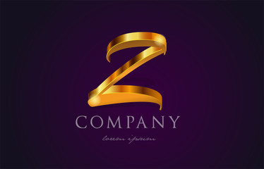 z gold golden alphabet letter logo icon design