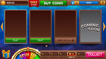 Lobby for slots games. Vector illustration