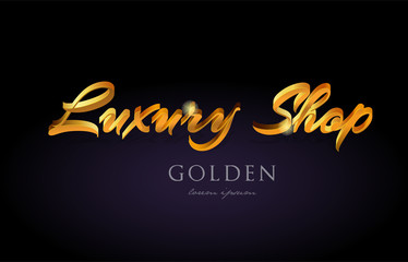 luxury shop gold golden text word on purple background