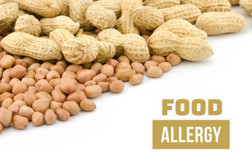 Peanut or groundnut food allergy health concept, isolated on white background