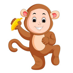 Little funny baby wearing monkey suit