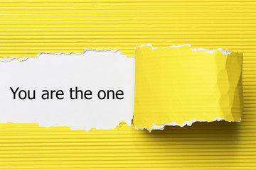 You are the one word written under torn paper.