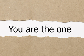 You are the one word written under torn paper.