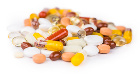 Drugs (detailed close-up shot) isolated on white