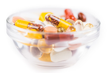 Drugs (detailed close-up shot) isolated on white