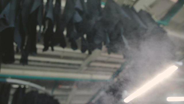 Factory of leather production. Process of drying of a natural leather