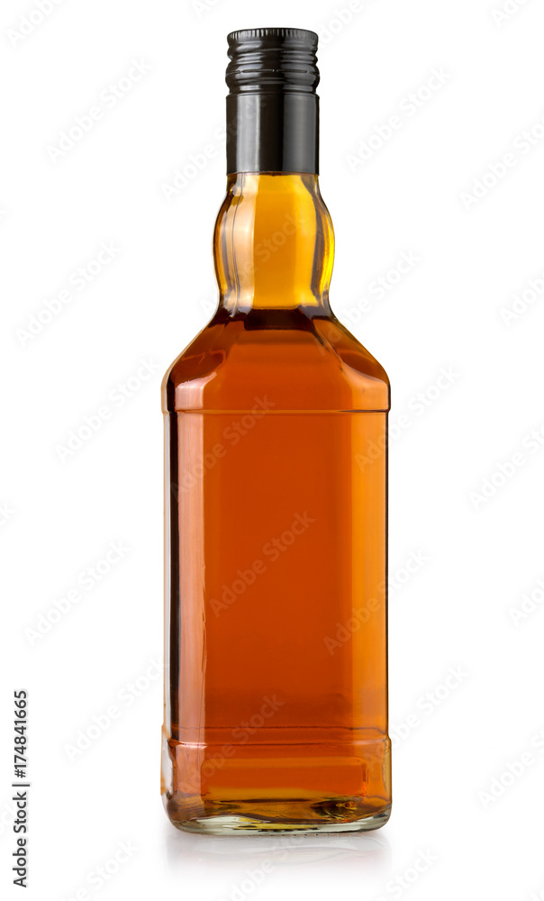 Wall mural whiskey bottle on white