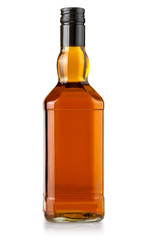 whiskey bottle on white