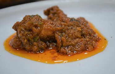 Chicken curry served on a plate