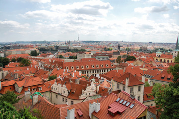 Fototapeta na wymiar Panoramic aerial view of Prague, Czech Republic