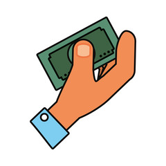 Fototapeta na wymiar hand with money bill icon