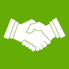 Business handshake icon green