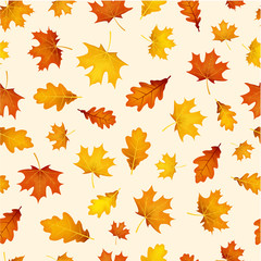 Autumn pattern with orange leaves.