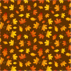 Obraz premium Autumn ocher pattern with orange leaves.