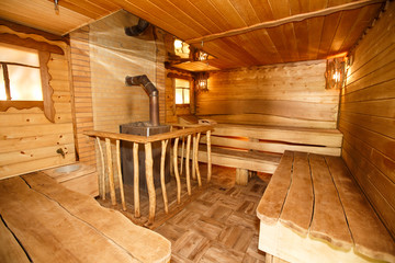 wooden russian sauna