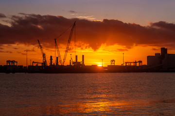 Sunrise on the port of Toamasina