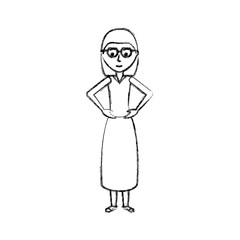 cartoon woman standing icon