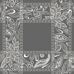 Abstract vintage pattern with decorative flowers, leaves and Paisley pattern in Oriental style. - 174849004