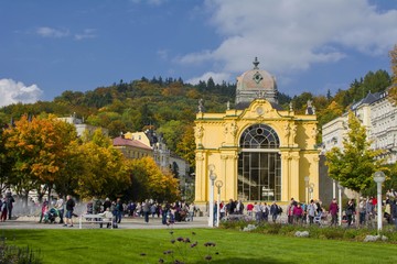 Autumn afternoon on the Main Spa Colonnade - Marianske Lazne (Marienbad) - great famous Bohemian...