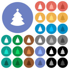 Christmas tree round flat multi colored icons