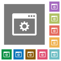 Application settings square flat icons