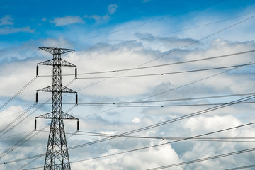 silhouette of high voltage electrical pole structure