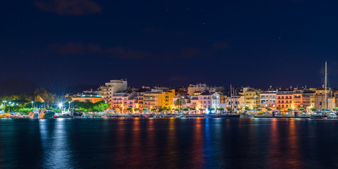 Fototapeta na wymiar View of the night embankment of the city of Cambrils, Catalunya, Spain. Copy space for text.