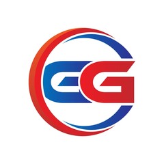 gg logo vector modern initial swoosh circle blue and red