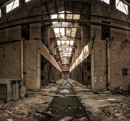 Abandoned factory, central perspective