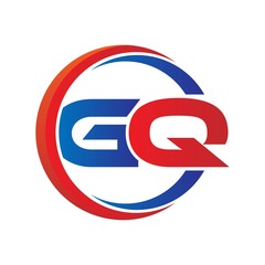gq logo vector modern initial swoosh circle blue and red