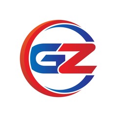 gz logo vector modern initial swoosh circle blue and red