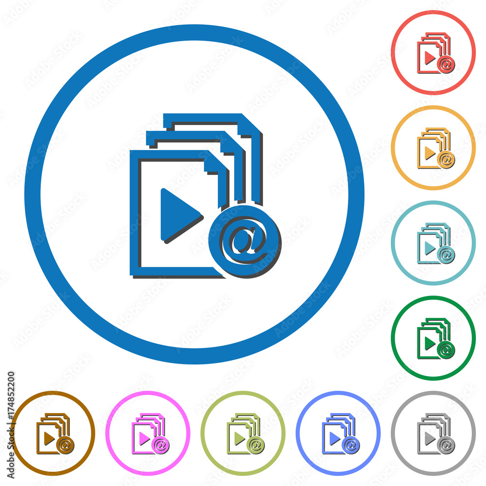 Poster send playlist via email icons with shadows and outlines