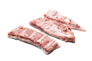 Fresh raw ribs on white background