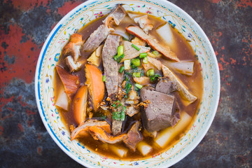 Paste of rice flour with a boiled egg of Thai food style