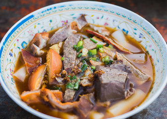 Paste of rice flour with a boiled egg of Thai food style