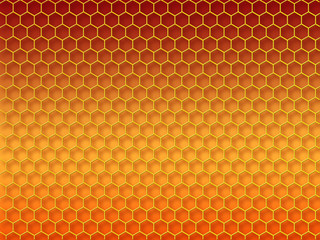 Orange Abstract background with hexagons and frame