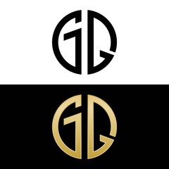gq initial logo circle shape vector black and gold