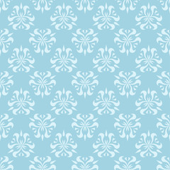 White floral seamless pattern on blue background