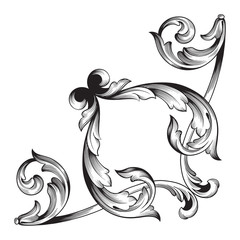 Classical baroque ornament vector 