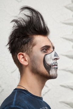 dead skull halloween male make up portrait 