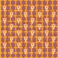 Christmas checkered background with deer