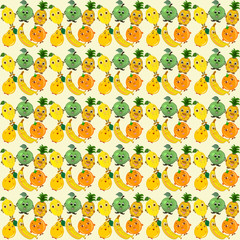 Background with happy and funny fruits