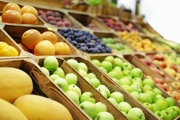 Assortment of fresh fruits at market